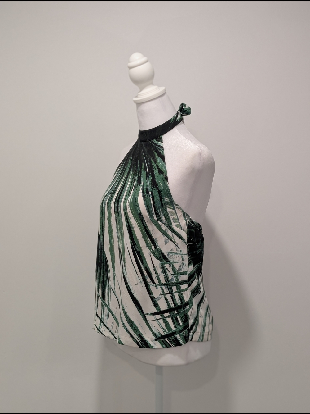 Dynamite Green and White Palm-Stripe Halter Top - Picture 2 of 6